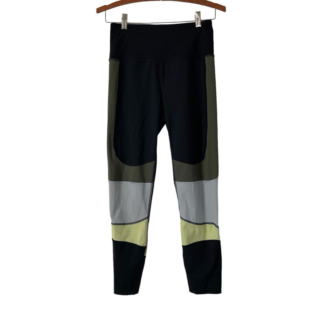 Free people f p movement leggings black with light green and grey size S